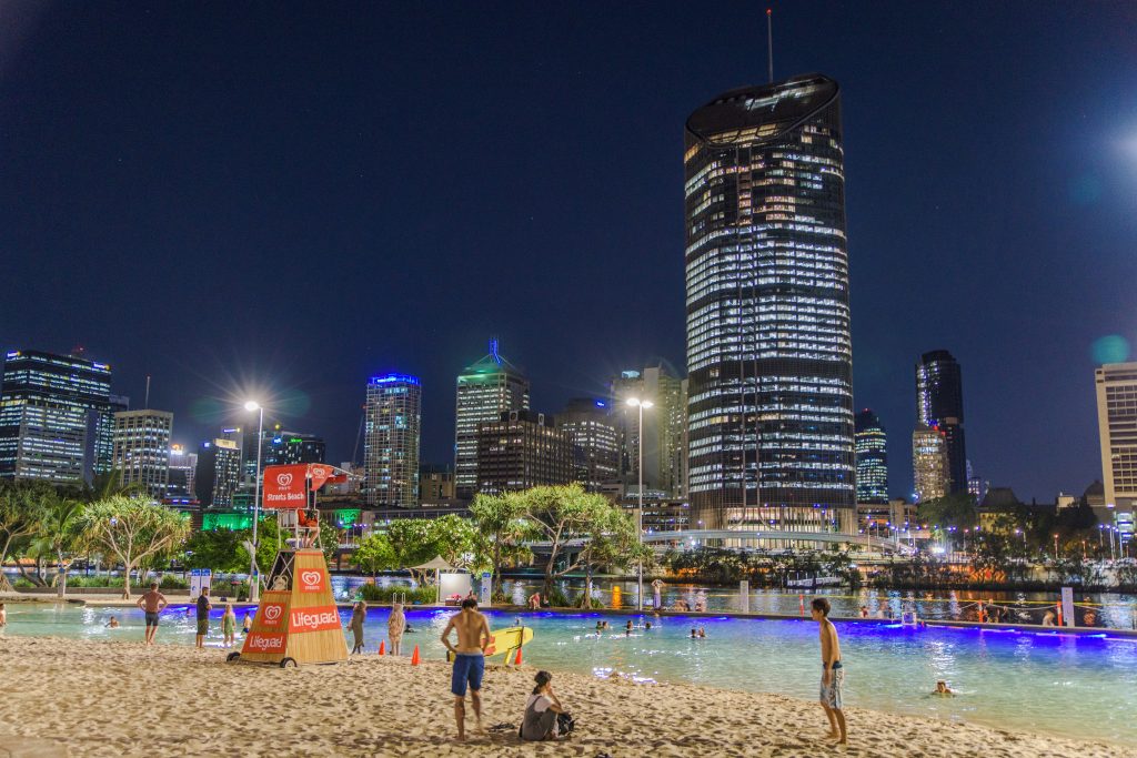 Southbank streets beach, Brisbane, Australia. Credit: Aaron Sunmin Kim, 2018.